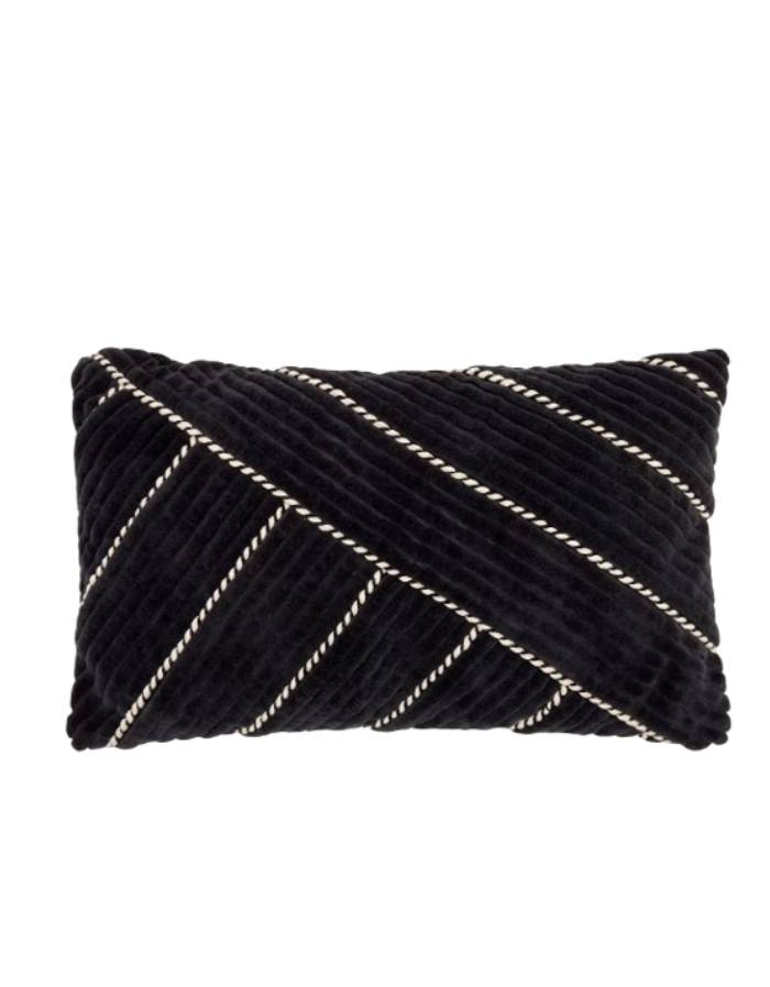 MAIK Housse coussin  velours coton noir détail