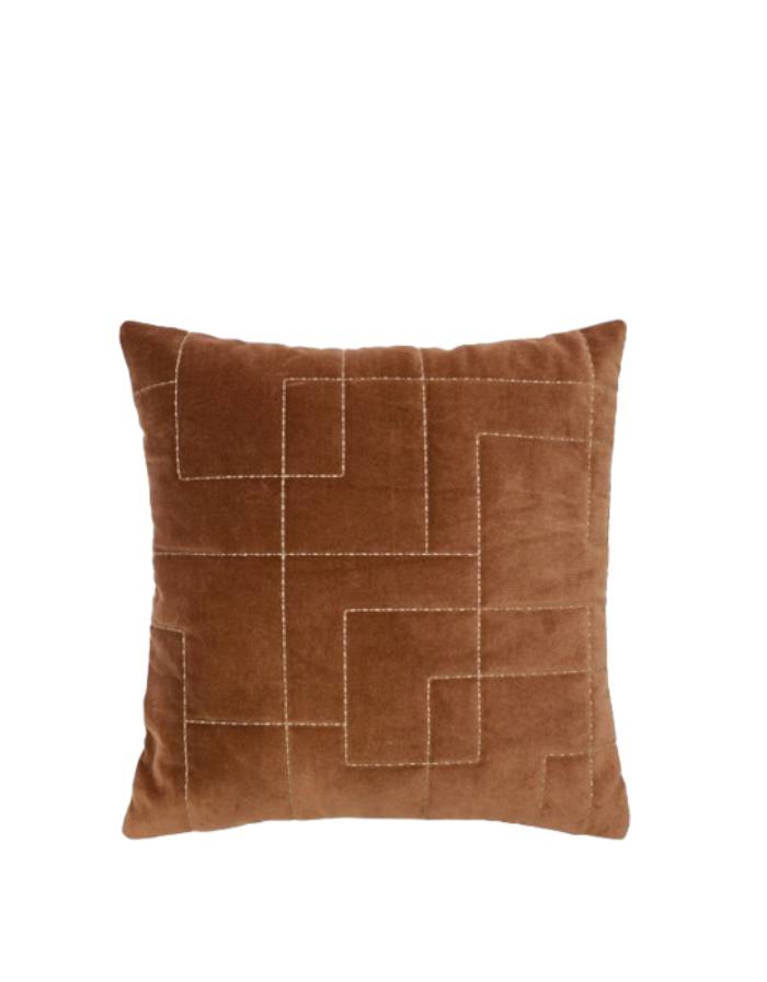 Housse de coussin PRILA  100 % coton velours terracotta avec broderie