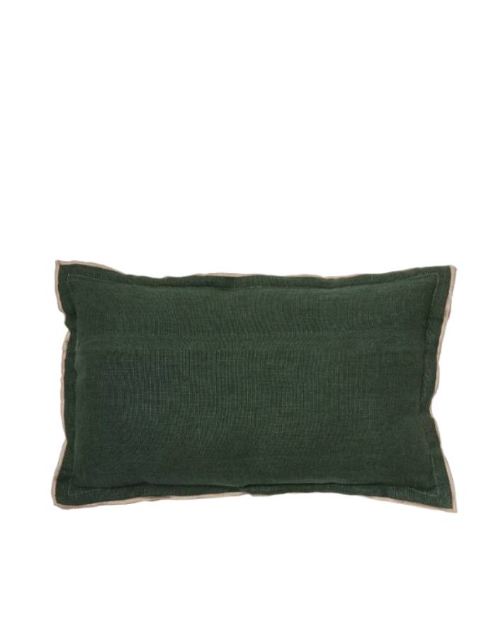 SAGI Housse de coussin  100% lin beige et vert 30 x 50 c