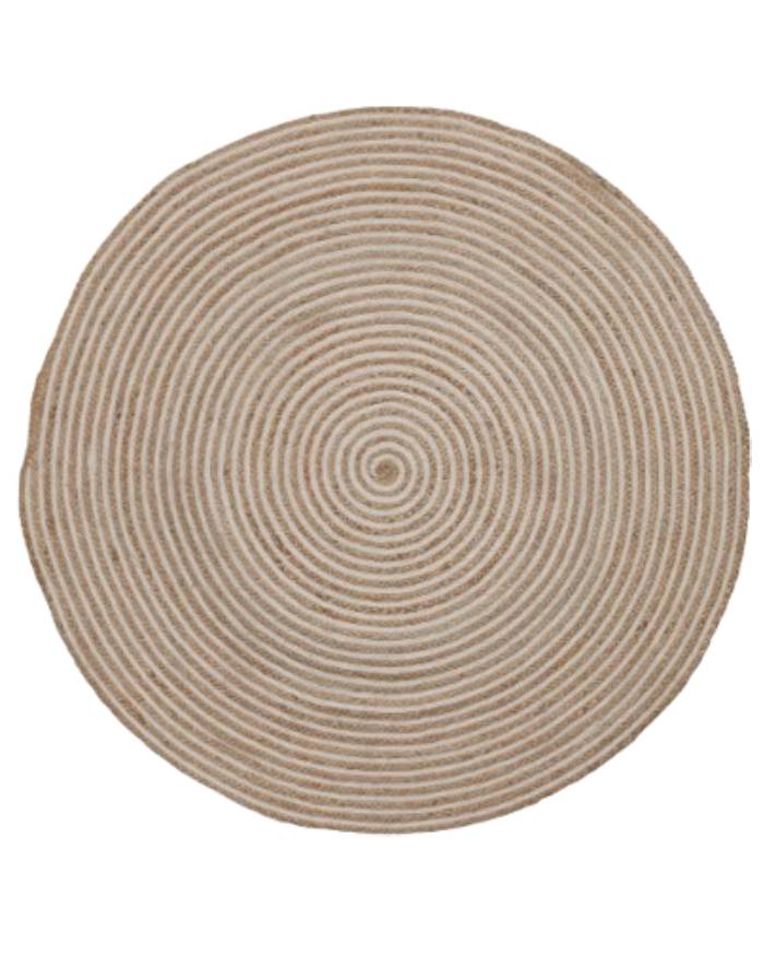SAHT Tapis rond  jute et coton tons naturel et blanc Ø 100 cm