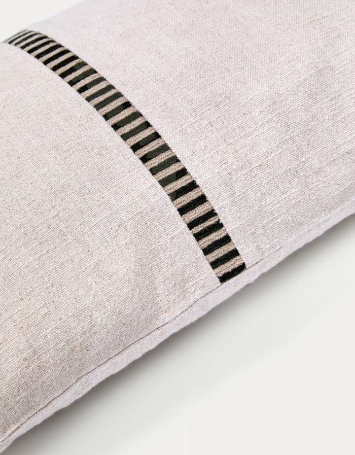 ARDIT Housse de coussin 30X50 lin et coton beige avec rayure