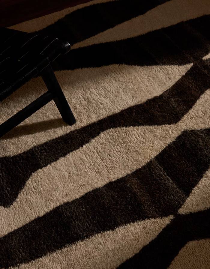 ELVAR Tapis en laine blanc et marron 160 x 230 cm