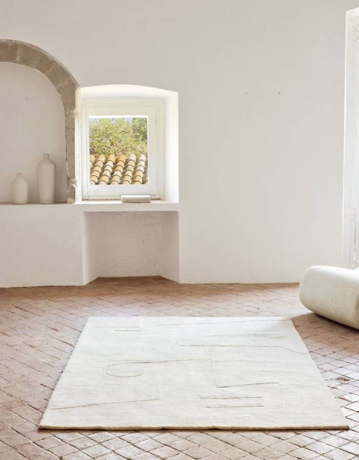 Tapis Enriqueta 100 % coton blanc 160 x 230 cm