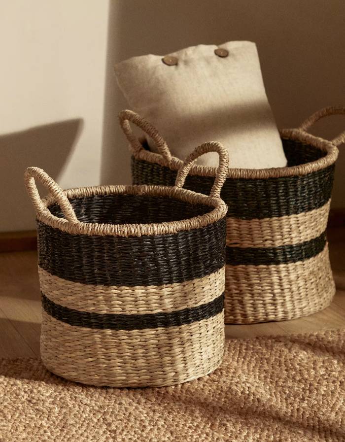 Lot Nydia de 2 paniers en fibres naturelles