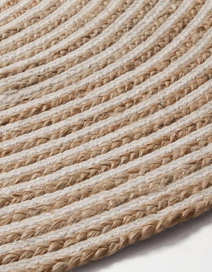 SAHT Tapis rond  jute et coton tons naturel et blanc Ø 100 cm