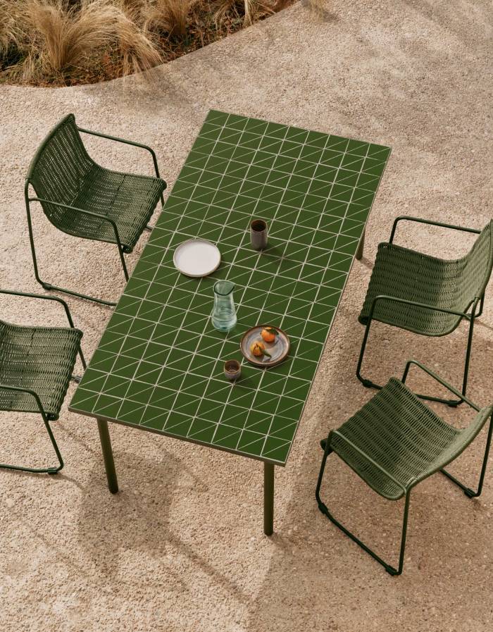 MAURINA Chaise  en acier galvanisé vert et corde vert