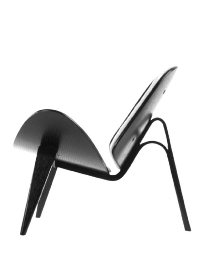 FAUTEUIL SHELL PEAU DE VACHE 74.5X91X82 BOIS BLANC NOIR