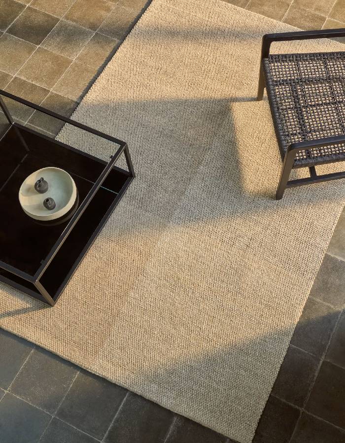 SULEMA Tapis  en laine à carreaux beige 160 x 230 cm