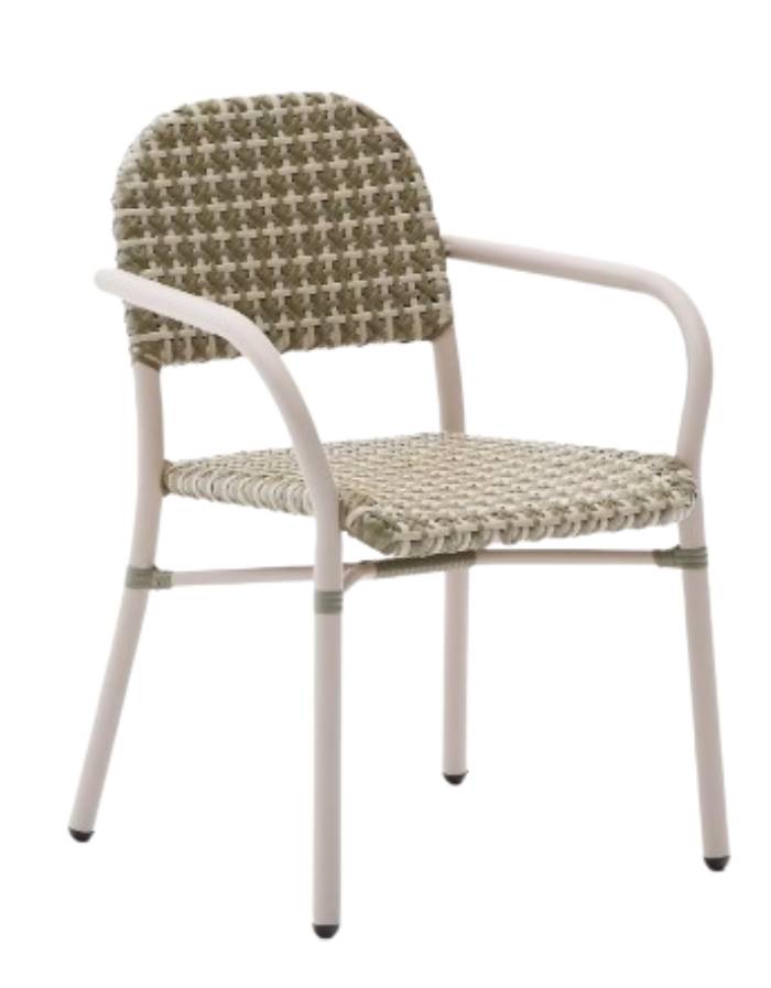 TUCCIA Chaise empilable  en aluminium et rotin synthét