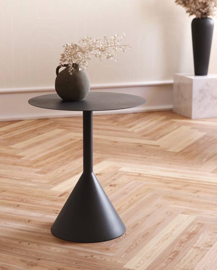 YINAN Table d’appoint  Ø 48 cm noir pieds metal