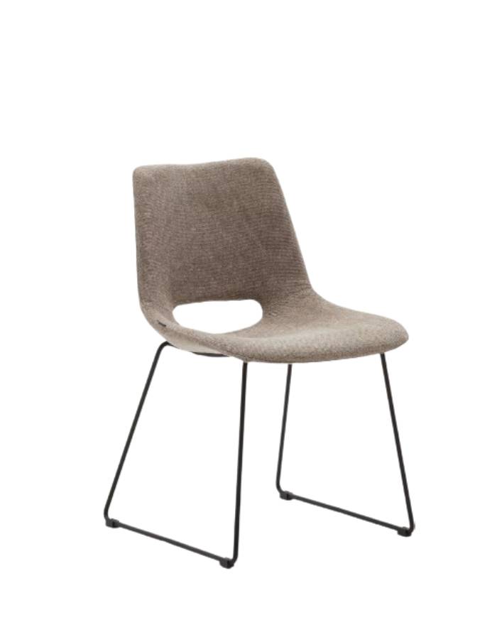 Chaise Zahara marron et pieds en acier noir